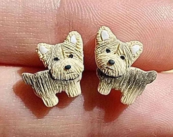 ジャックラッセルテリアピアス 小さなジャック・ラッセル・テリアのスタッドピアス、犬好きの方への