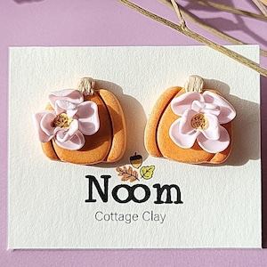 Kürbis Ohrstecker Blume Clay Ohrringe Polymer Clay Herbst schmuck Handmade Schmuck