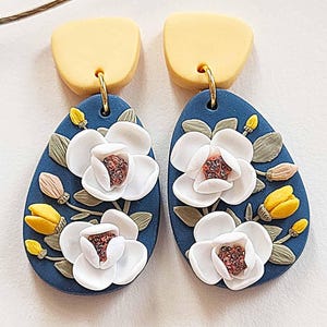 Polymer Clay Flower Earrings, Handmade Wedding Jewelry Gift For Her, Gift For Mom