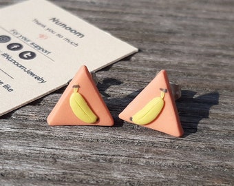 Banana Stud Earrings, Cute Fruit Earrings, Handmade Polymer Clay Earrings, Cute And Fun