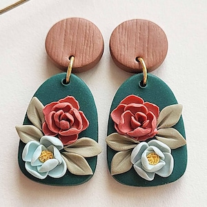Peony Flower Polymer Clay Earrings | Spring Floral Earrings | Wedding Jewellery | Gift For Women