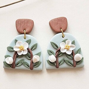 Spring Flower Earrings, Floral Clay Earrings, Handmade Jewelry Gift For Women
