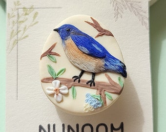 Blue Bird Brooch • Polymer Clay Brooch • Nature Inspired • Cute Bird Gifts Under 20