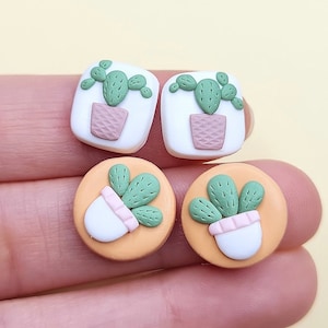 Cactusoorbellen • Schattige plantenoorbellen • Sieraden van polymeerklei • Cadeau voor vrouwen