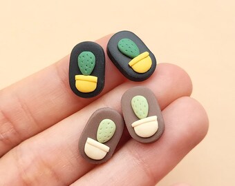 Small Cactus Stud Earrings, Succulent Jewellery, Polymer Clay