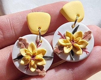 LILA | Flower Earrings | Floral Clay Earrings Handmade Jewelry Gift For Her