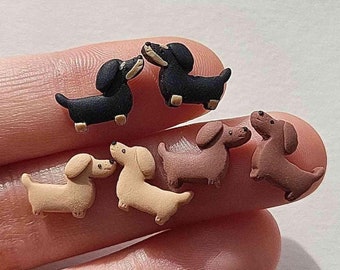 Tiny Dachshund Stud Earrings, Doxie Dog Earrings, Badger Dog Jewelry Gift For Her, Cute Wiener Gifts for Dog Lovers