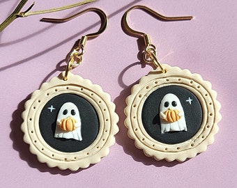 Halloween Ghost Earrings Spooky Cute Fun Earrings Autumn Fall Pumpkin Polymer Clay Halloween Party Accessories