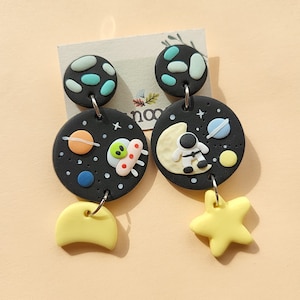 Space Earrings, Astronaut Earrings, UFO Alien Galaxy Earrings, Cute Earrings | Fun Earrings