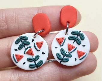Watermelon Earrings • Cute Fruit Earrings • Polymer Clay Jewelry • Summer • Gift For Her