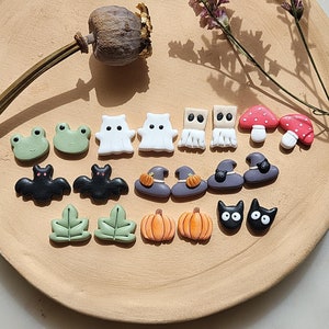 Halloween Ohrringe Herbst Halloween Ohrringe Geist Kürbis Pilz Fledermaus Hexenhut Frosch Katze Ahornblatt Ohrringe Für Frauen Spaß schrullig