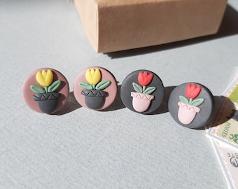 Tulip Flower Stud Earrings • Polymer Clay Jewelry • Spring • Summer • Gift For Women