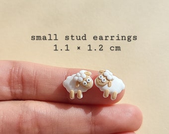 Tiny Sheep Stud Earrings, Polymer Clay Earrings, Farm Animal Gift, Cute And Fun