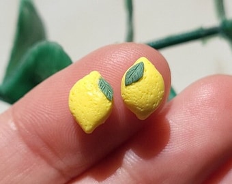 Tiny Lemon Stud Earrings, Citrus Fruit Jewelry, Earrings For Men And Women
