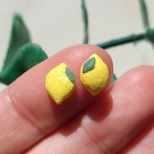 Tiny Lemon Stud Earrings, Citrus Fruit Jewelry, Earrings For Men And Women