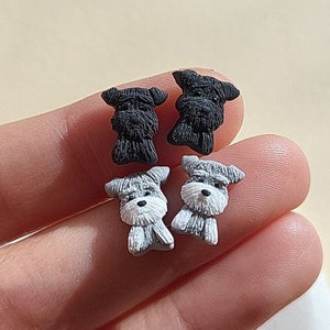 Schnauzer Stud Earrings • Schnoodle • Kerry Blue Terrier • Polymer Clay • Gift For Her • Handmade Jewelry