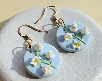 BELLORA Lily of the Valley Earrings, May Birth Flower Earrings, Polymer Clay Earrings, Gift For Mom