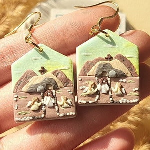 Boucles d&#39;oreilles La résurrection de Jésus, Tombe vide, Cadeau chrétien pour femme, Bijoux de Pâques