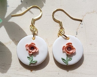 Spring Flower Earrings • Floral Clay Earrings • Small Dangle Earrings • Dainty • Statement Jewelry • Gifts Under 20 • Wedding Jewellery