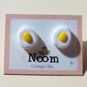 Tiny boiled egg stud earrings • Polymer Clay Jewelry • Foodie • Cute And Fun