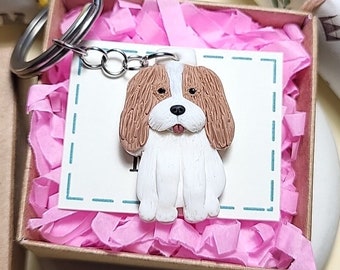 Cavalier King Charles Spaniel Polymer Clay Keychain, Cutest Cavalier Dog Gift