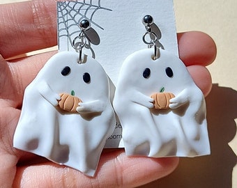 Halloween Ghost Earrings Cute Pumpkin Earrings Spooky Jewelry Fall Autumn Jewellery