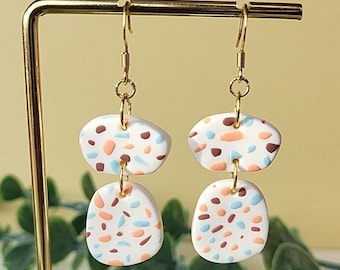 Dangle Terrazzo Polymer Clay Earrings • Handmade Jewelry • Modern And Trendy Jewellery