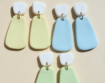 Minimalist Polymer Clay Earrings • Pastel Color • Modern And Trendy