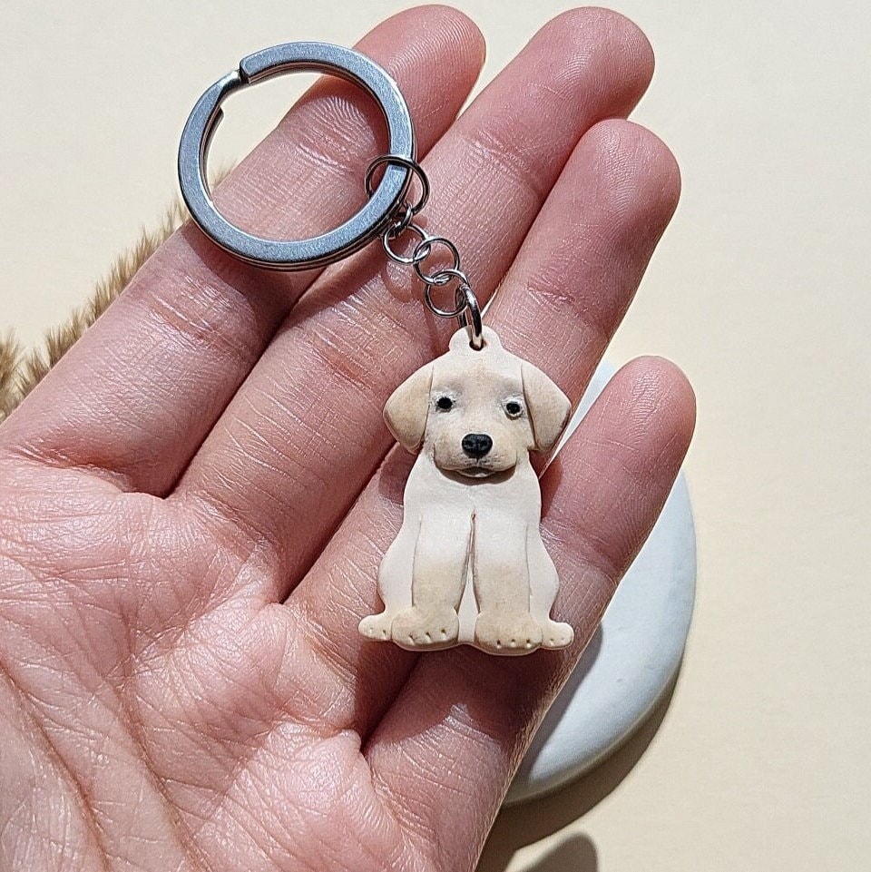 Labrador Retriever Keychain, Polymer Clay Keyring, Dog Lover Gift