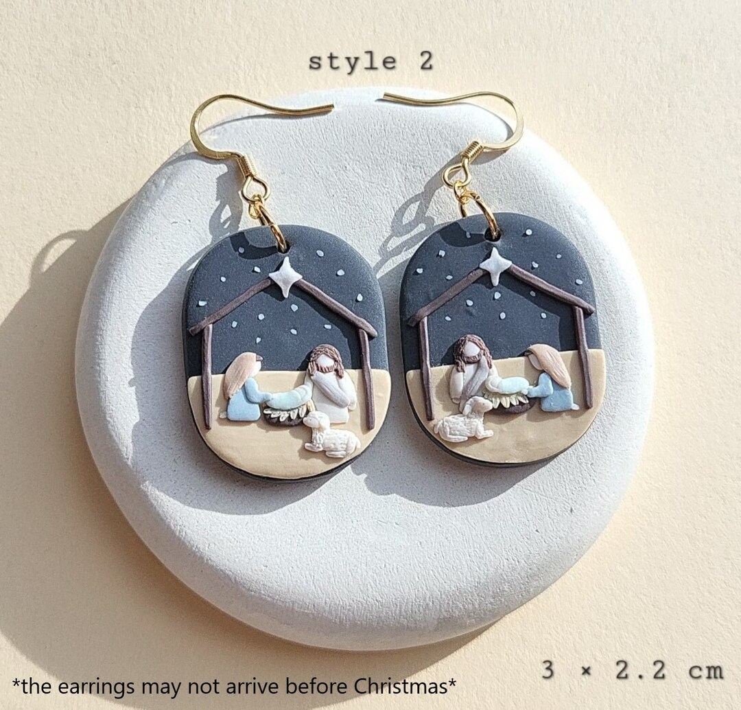 Nativity Earrings, Christmas Earrings, Jesus Earrings, Christian