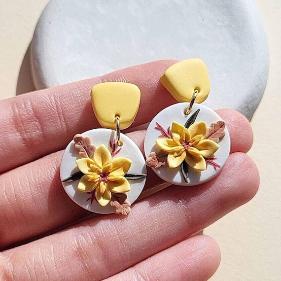 LILA | Flower Earrings | Floral Clay Earrings Handmade Jewelry Gift For Her