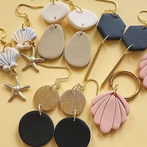 Ohrringe aus Polymer-Ton • Minimalistische Ohrringe • Neutrale Statement Ohrringe für Damen • Handgemachter Schmuck Geschenk für sie