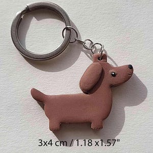 Dachshund Keychain, weiner dog presents, sausage dog gifts Dark Brown