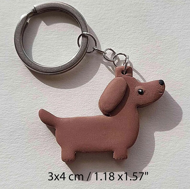 Dachshund Keychain, weiner dog presents, sausage dog gifts Dark Brown