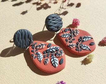 Autumn Leaf Earrings, Handmade Polymer Clay Jewelry, Statement Earrings