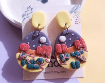 Desert Mountain Earrings, Polymer Clay Earrings, Handmade Jewelry, Nature Inspired, Gift For Women