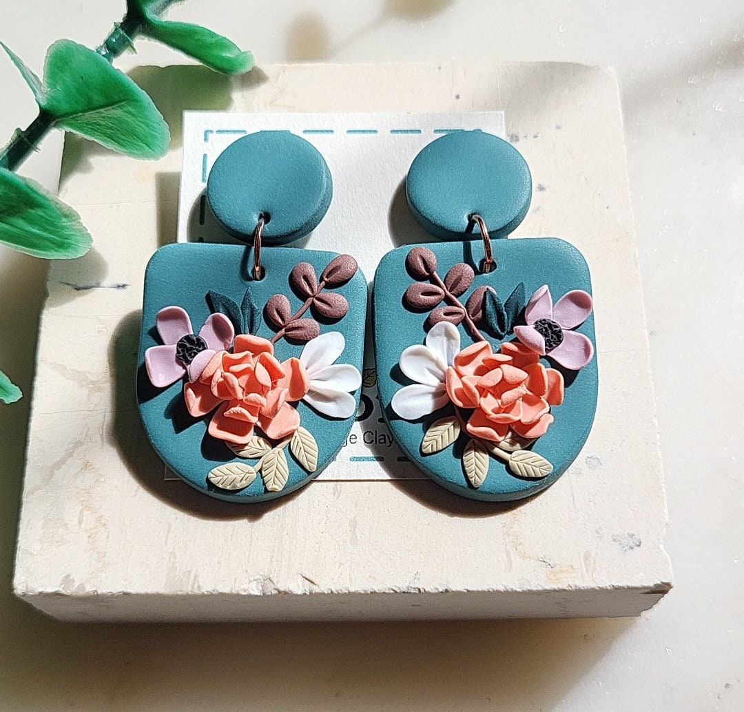 Peony Flower Statement Earrings