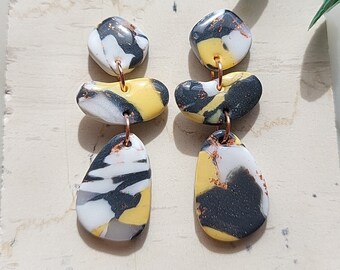 Marble Earrings Resin Coated • Polymer Clay Earrings • Statement Jewelry • Modern • Gift For Women