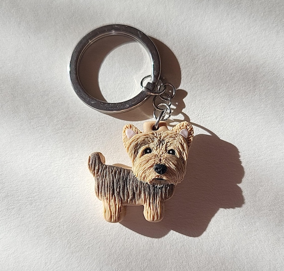 Cute Yorkie Keychain, Yorkshire Terrier Keyring, Unique Christmas