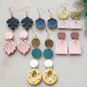 Handgemachte Polymer Clay Ohrringe Neutral Baumeln, Leichte Statement Schmuck Geschenk für Sie
