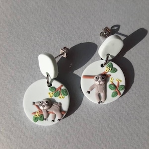 Cute Sloth Earrings, Handmade Polymer Clay Jewelry, Sloth Lover Gift