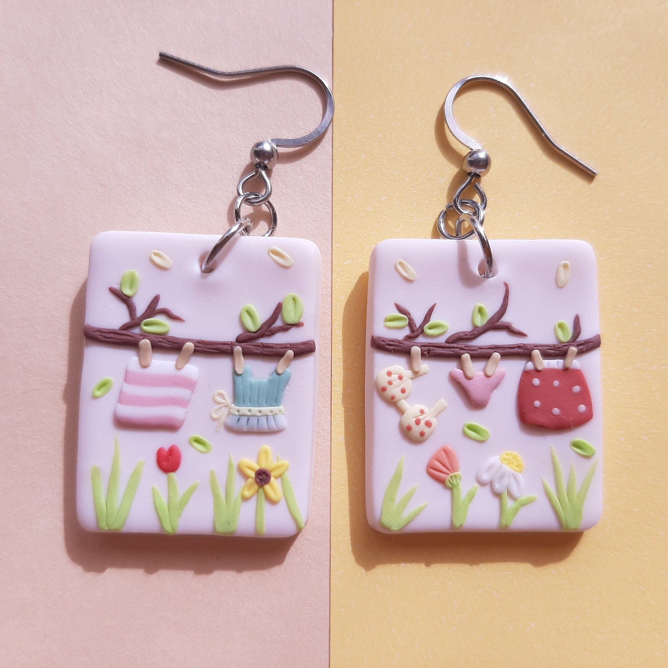 Cottagecore Earrings • Spring Earrings Summer Flower Earrings • Handmade Polymer Clay Jewelry • Housekeeper Gifts For women