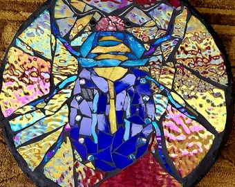 Iridescent glass mosaic steppingstone