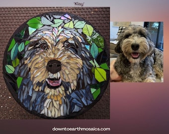 Stepping Stone Portrait- Stained Glass Mosaic Pet Portrait| Pet Memorial | Grave Marker