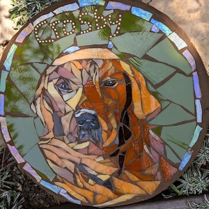 Stained Glass Pet Memorial – Custom Mosaic Portrait for Dog or Cat – Garden Stone or Indoor Art Gift – Pet Loss Tribute