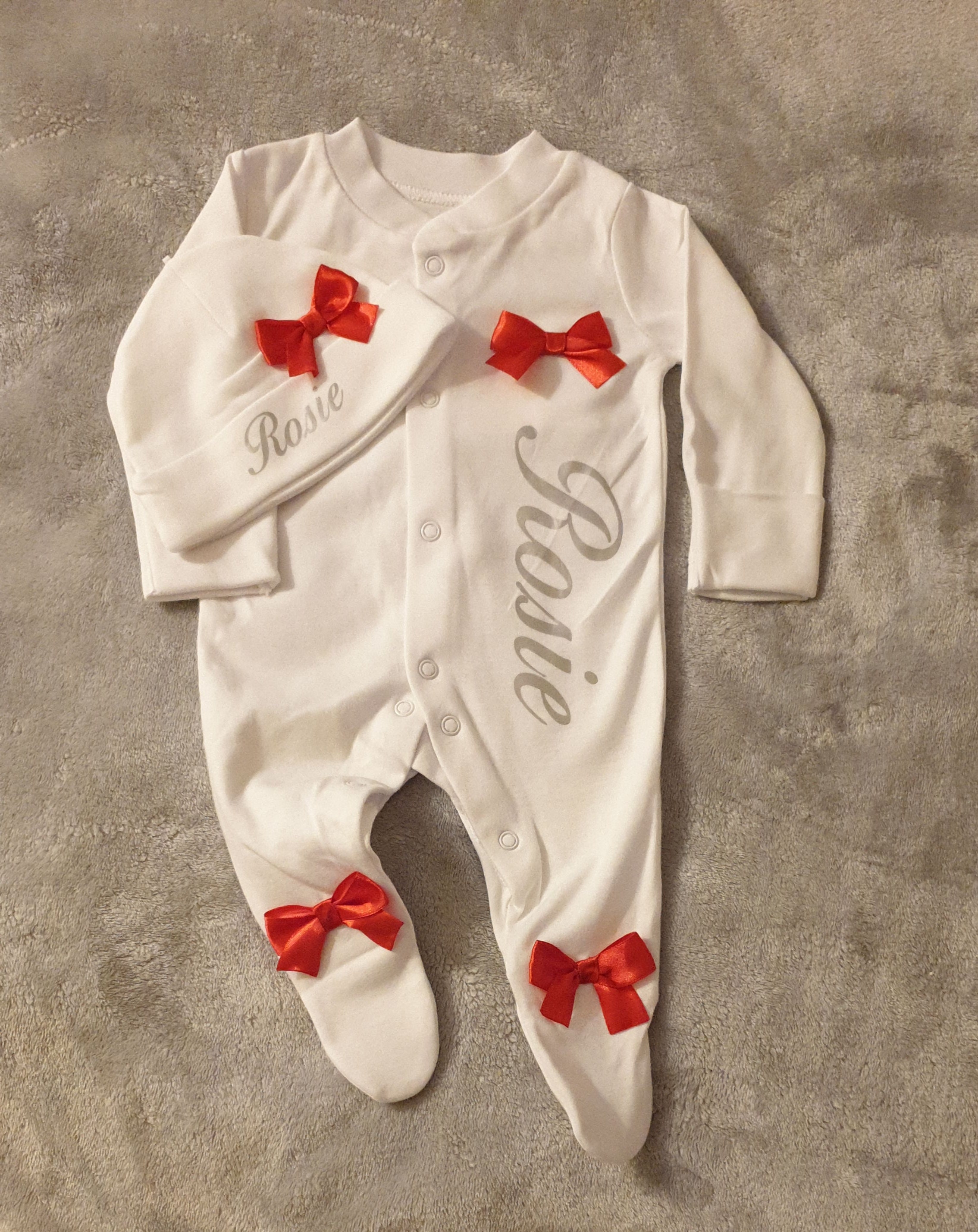 Personalised Baby Wear Sleep Suit and Hat Set Baby Grow Etsy UK