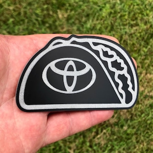 Custom Badge: Toyota Taco for TRD Tacoma Pickup Truck - Matte Black/Silver