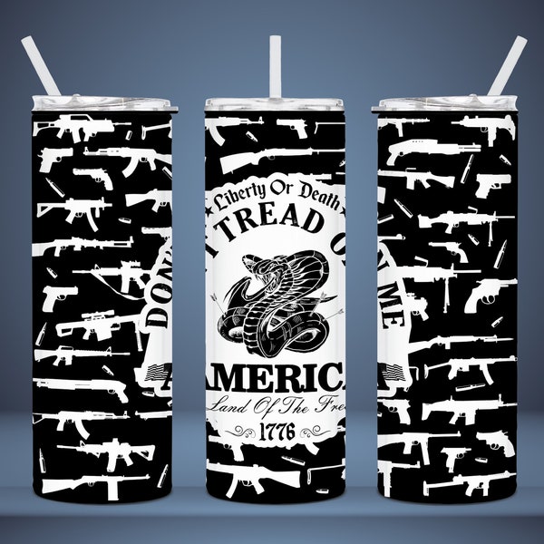 2nd Amendment - Guns And Ammo - 20oz. Straight Tumbler Digital PNG File Instant Download 300dpi Sublimation Design (2 Designs)