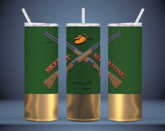 Skeet Shooting Shotgun Shell Green - 20oz. Straight Tumbler Digital PNG File Instant Download 300dpi Sublimation Design