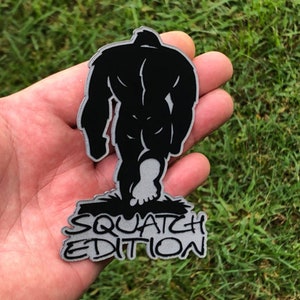 Custom Badge/Emblem: Squatch Edition for Off Road 4x4 etc. Version 2 - Matte Black/Silver